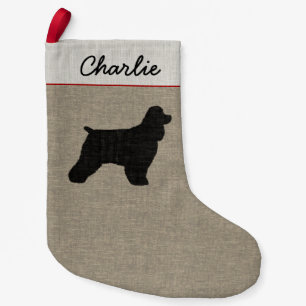 Cocker Spaniel Silhouette with Custom Text Small Christmas Stocking