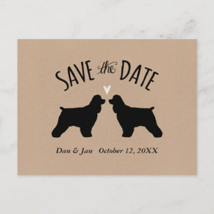 Cocker Spaniel Silhouettes Wedding Save the Date Announcement Postcard