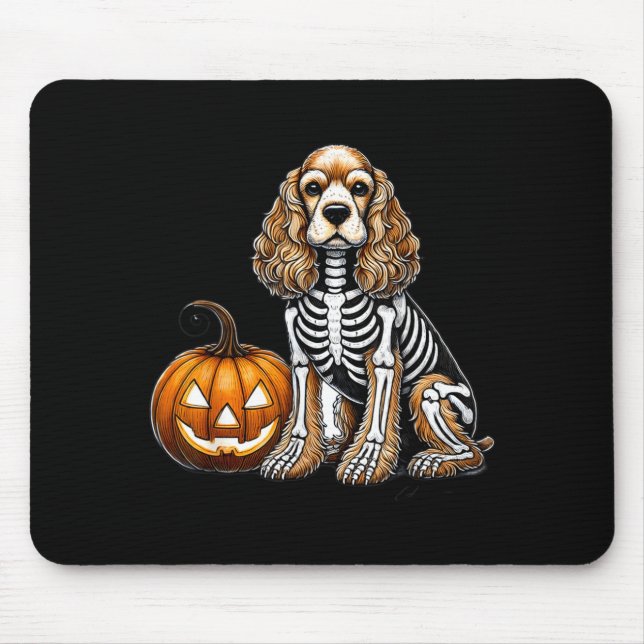 Cocker Spaniel Skeleton Jack O Lantern Funny Dog Mouse Mat (Front)