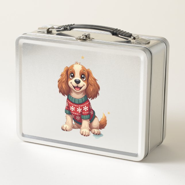 Cocker Spaniel Snowflake Glow Metal Lunch Box (Front)