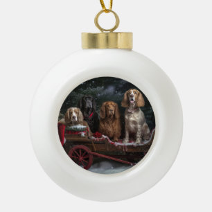 Cocker Spaniel Snowy Sleigh Christmas Decor  Ceramic Ball Christmas Ornament