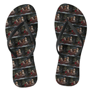 Cocker Spaniel Snowy Sleigh Christmas Decor Flip Flops