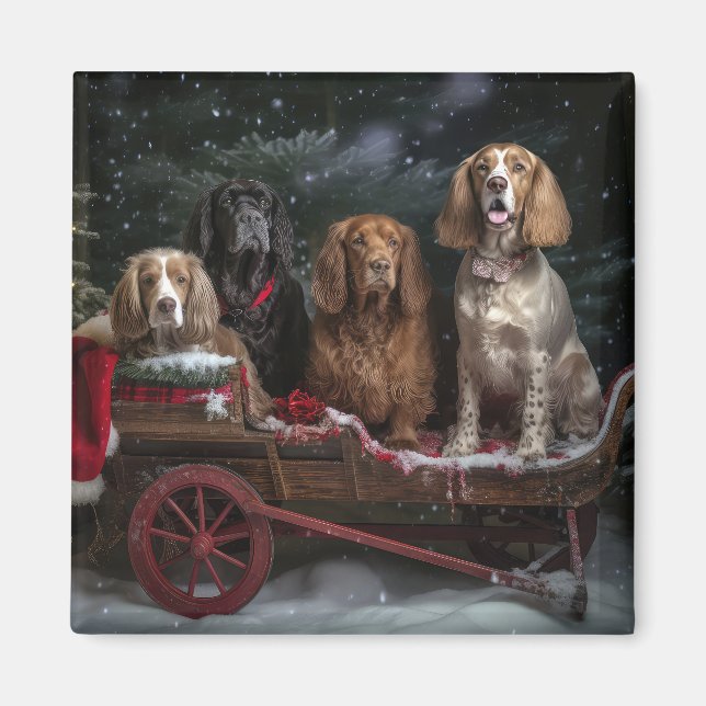 Cocker Spaniel Snowy Sleigh Christmas Decor  Magnet (Front)