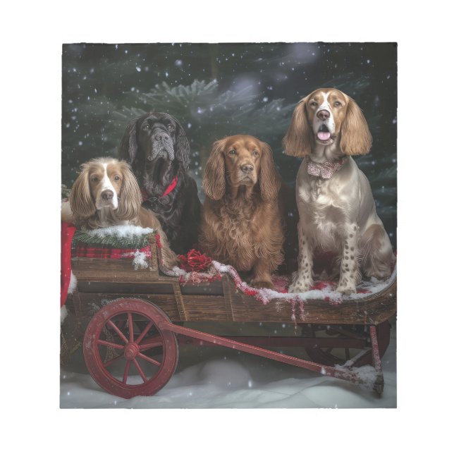 Cocker Spaniel Snowy Sleigh Christmas Decor  Notepad (Front)
