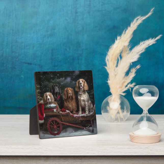 Cocker Spaniel Snowy Sleigh Christmas Decor   Plaque (Insitu)