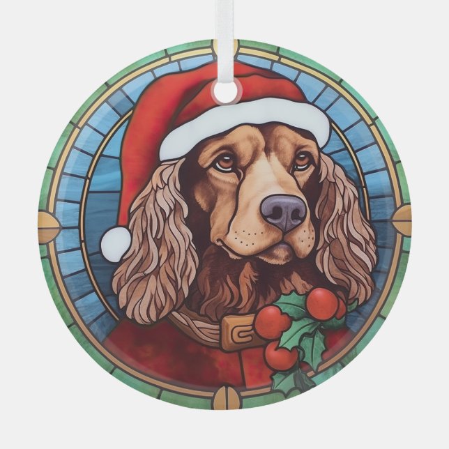 Cocker Spaniel Stained Glass Christmas  Tree Decoration (Front)