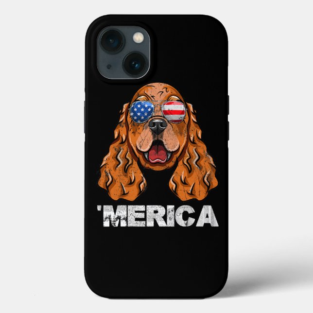 Cocker Spaniel Sunglasses American USA Flag 4th Of Case-Mate iPhone Case (Back)