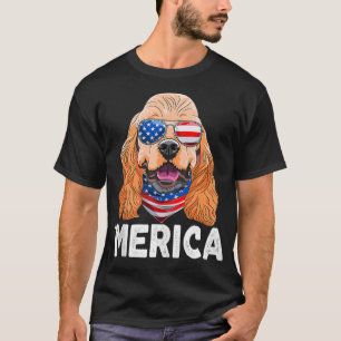 Cocker Spaniel Sunglasses American USA Flag 4th Of T-Shirt
