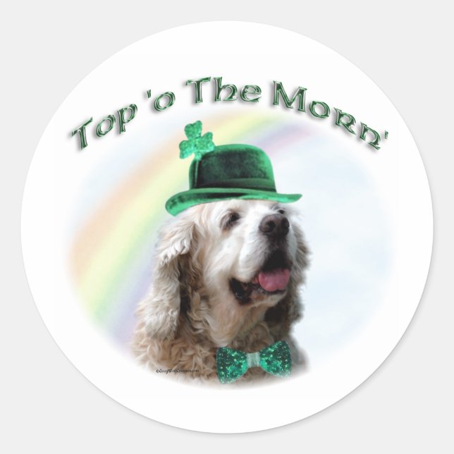 Cocker Spaniel Top of the Morn'; St. Patrick's day Classic Round Sticker (Front)