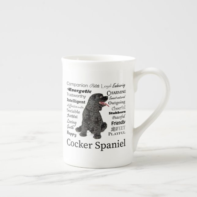 Cocker Spaniel Traits Bone China Mug (Right)