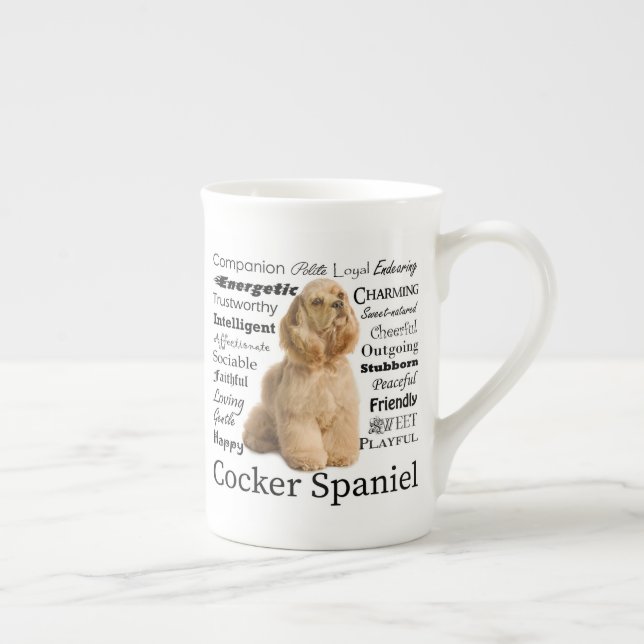 Cocker Spaniel Traits Bone China Mug (Right)