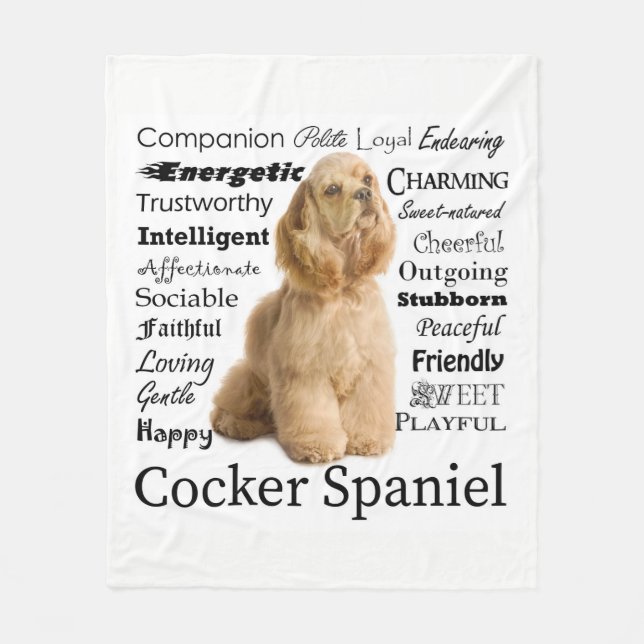 Cocker Spaniel Traits Fleece Blanket (Front)