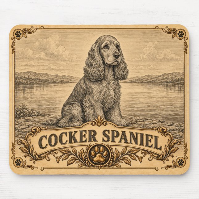 Cocker Spaniel, Vintage Heritage Dog Mouse Mat (Front)