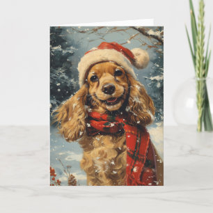Cocker Spaniel vintage personalised Christmas  Holiday Card