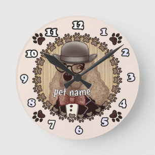 Cocker Spaniel  wearing glasses Clock