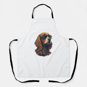 Cocker Spaniel wearing Shades - Flower Splash Apron