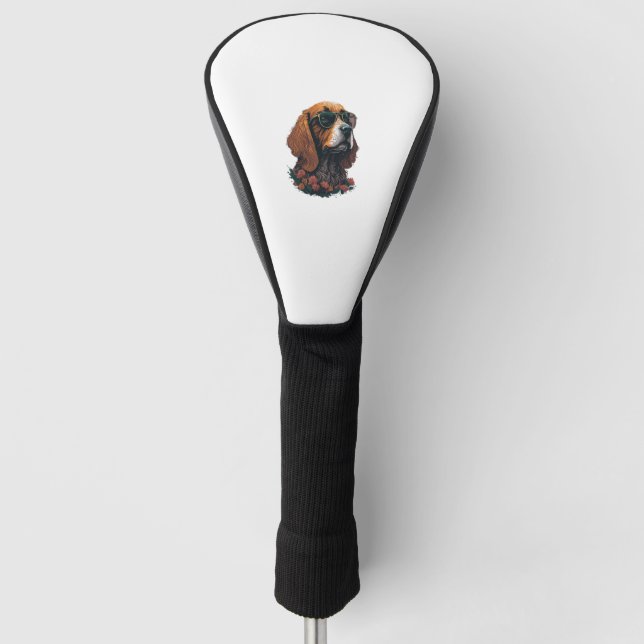 Cocker Spaniel wearing Shades - Flower Splash   Golf Head Cover (Front)