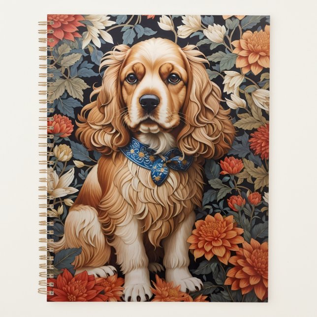 Cocker Spaniel William Morris Inspired Floral Planner (Front)