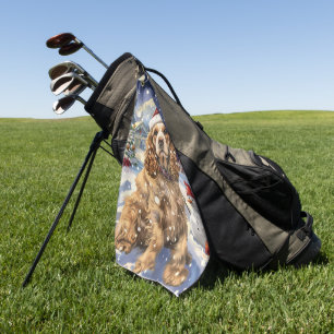 Cocker Spaniel Winter Wonderland Christmas Joy Golf Towel
