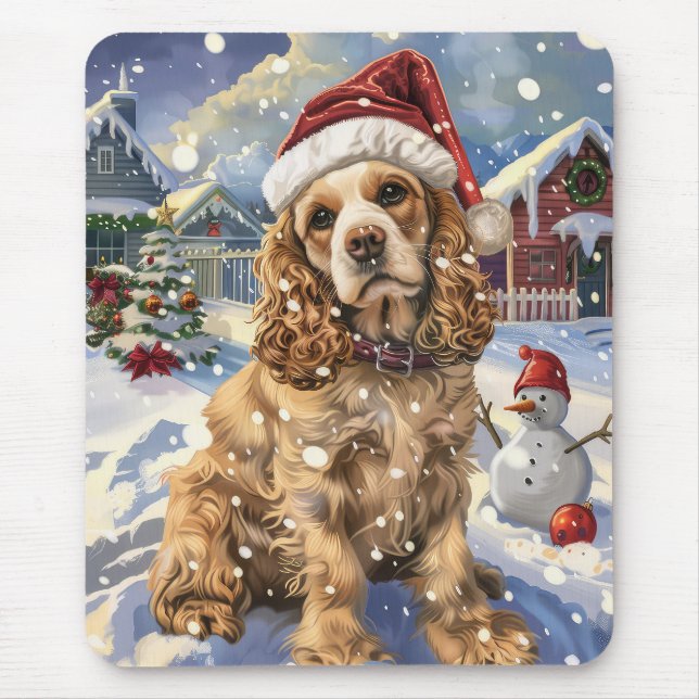 Cocker Spaniel Winter Wonderland Christmas Joy  Mouse Mat (Front)