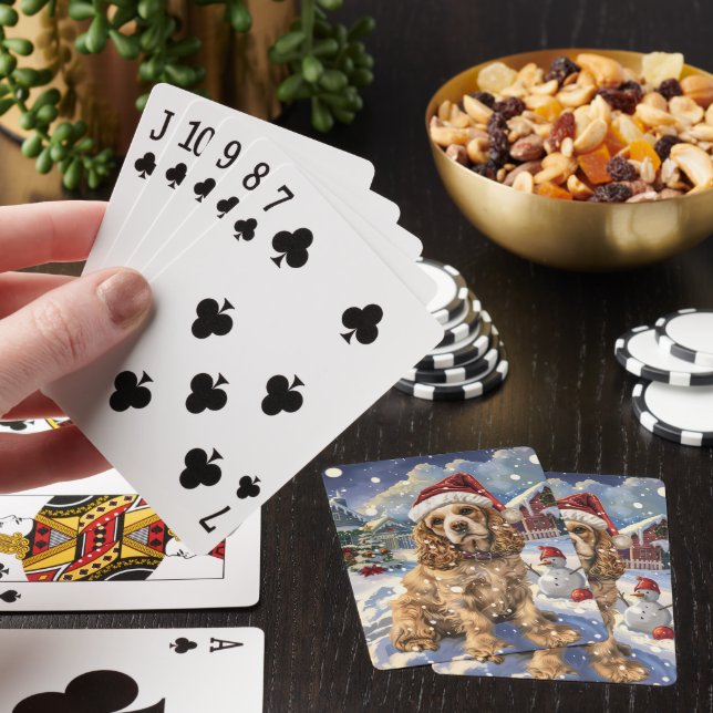 Cocker Spaniel Winter Wonderland Christmas Joy  Playing Cards (In Situ)