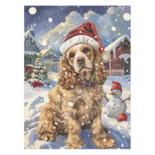 Cocker Spaniel Winter Wonderland Christmas Joy  Tablecloth