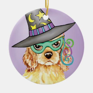Cocker Spaniel Witch Ceramic Tree Decoration