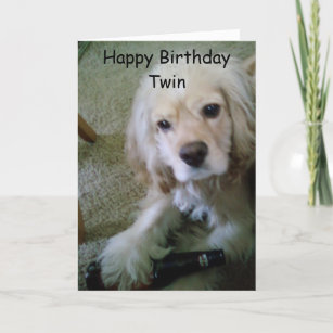 COCKER SPANIEL WITH BEER-HAPPY BIRTHDAY TWIN CARD