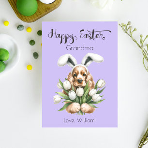 Cocker Spaniel With Bunny Ears Happy Easter Holiday Card