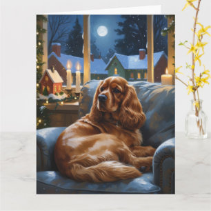 Cocker Spaniel with Christmas Lights Holiday Card