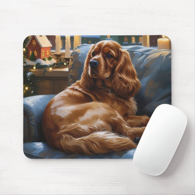 Cocker Spaniel with Christmas Lights Holiday Mouse Mat (With Mouse)