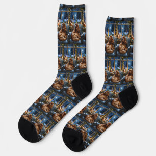 Cocker Spaniel with Christmas Lights Holiday Socks