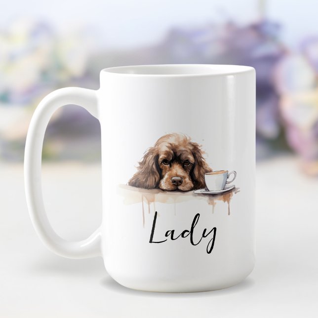 Cocker Spaniel with coffee mug, dog with attitude Coffee Mug (Creator Uploaded)