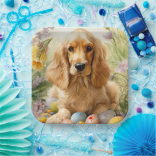 Cocker Spaniel with Easter Eggs Holiday  Paper Plate