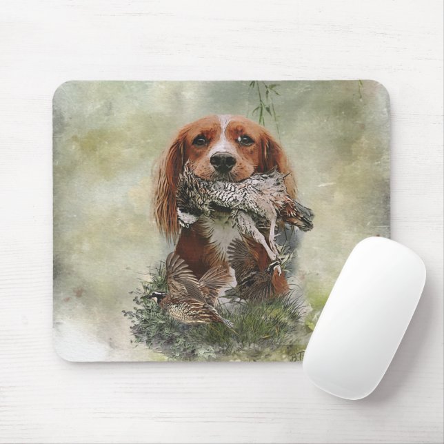 Cocker Spaniel with Grey partridge Mouse Mat (With Mouse)