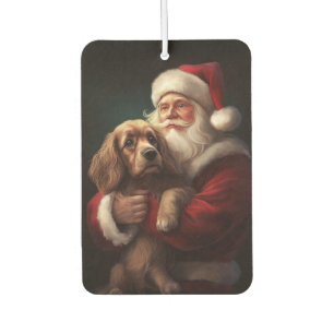 Cocker Spaniel With Santa Claus Festive Christmas Car Air Freshener