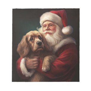 Cocker Spaniel With Santa Claus Festive Christmas Notepad