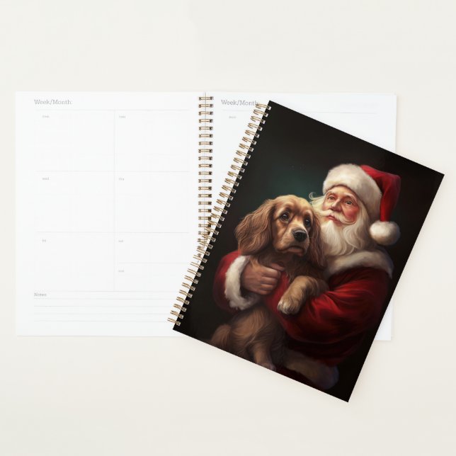 Cocker Spaniel With Santa Claus Festive Christmas Planner (Display)