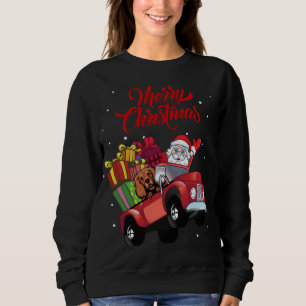 Cocker Spaniel With Santa Claus In Red Truck Dog Sweatshirt