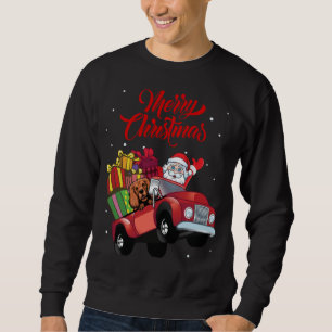 Cocker Spaniel With Santa Claus In Red Truck Dog Sweatshirt