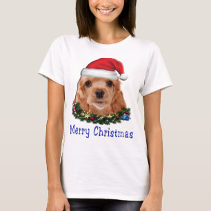 Cocker spaniel womans t-shirts puppy christmas
