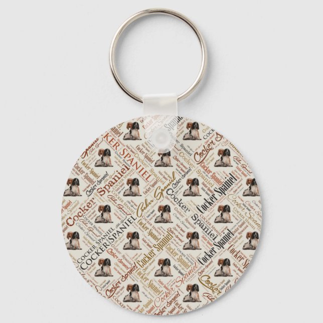 Cocker Spaniel Word Art Key Ring (Front)