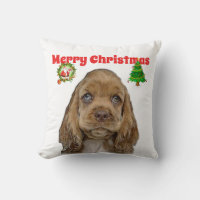 Cocker spaniels Christmas pillow