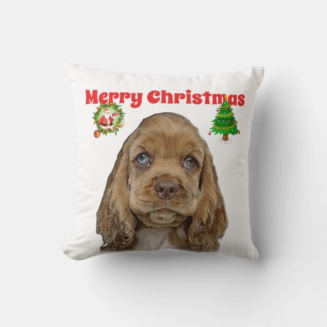 Cocker spaniels Christmas pillow (Front)