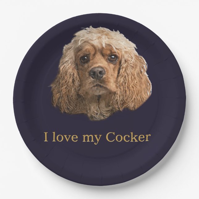 cocker Spaniels Paper Plate (Front)
