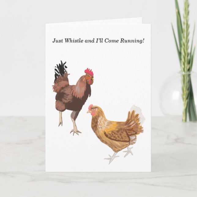 Cockerel and Chicken Valentine’s Holiday Card (Front)