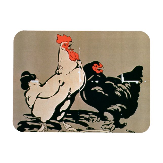 Cockerel and Hen (colour litho) Magnet (Horizontal)