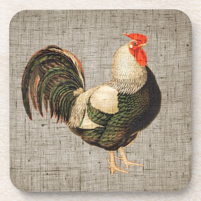 Cockerel coasters with cork back - set of 6 (Front)