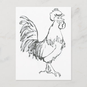 Cockerel doodle postcard