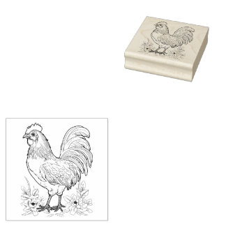 Cockerel  rubber stamp
